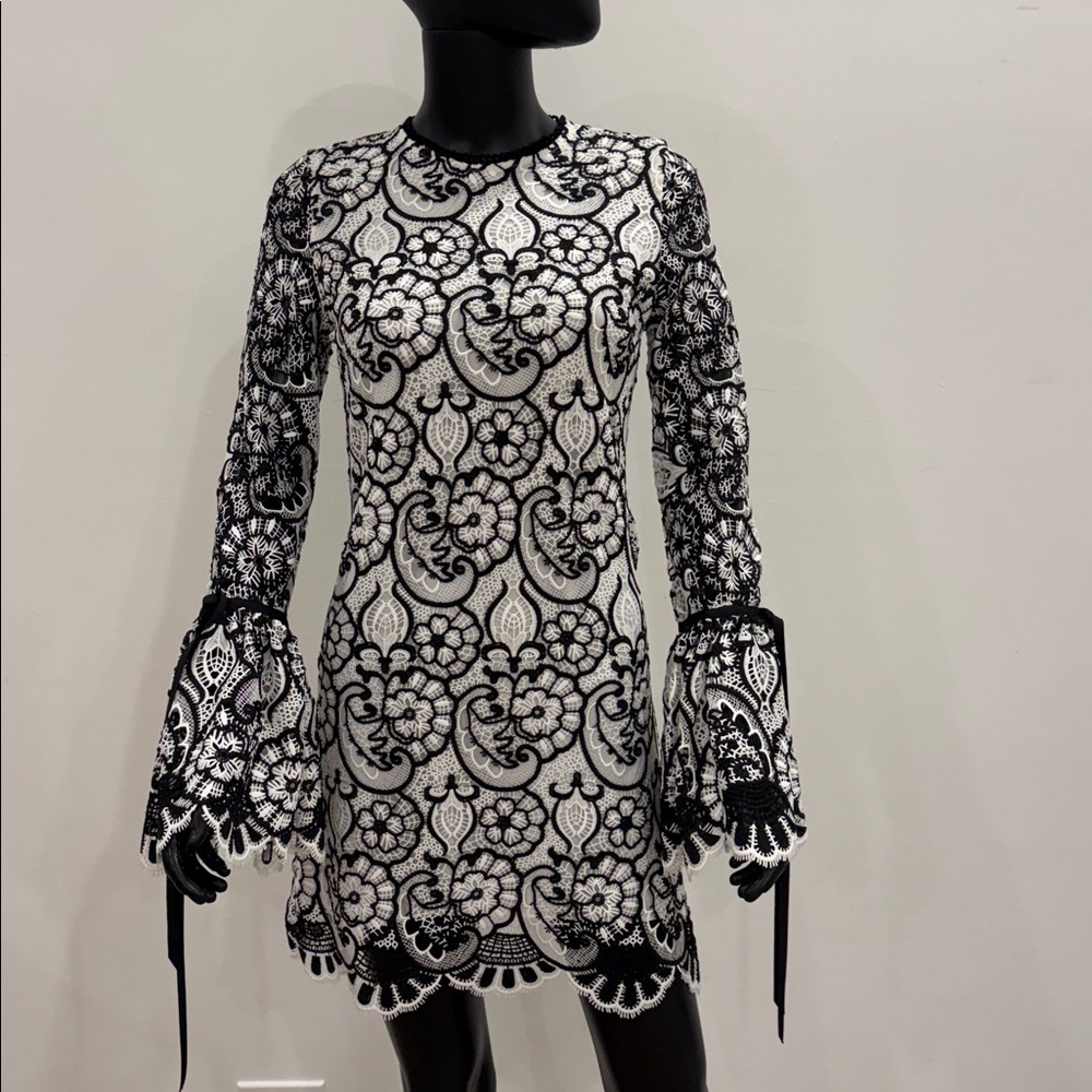Alexis Elegant Black and White Lace Dress size S
